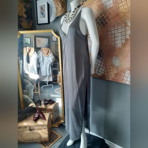 NWT Zara Elegant Gray Maxi Slip Dress - Picture 11 of 15